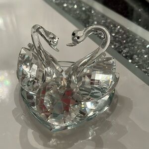 Glass crystal two swans home decor